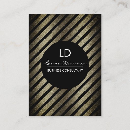 Glamour Monogram Cirkel en Stripes Visitekaartje (Voorkant)