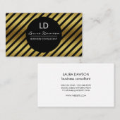 Glamour-monogram gouden bolletjes en strips visitekaartje (Voorkant / Achterkant)