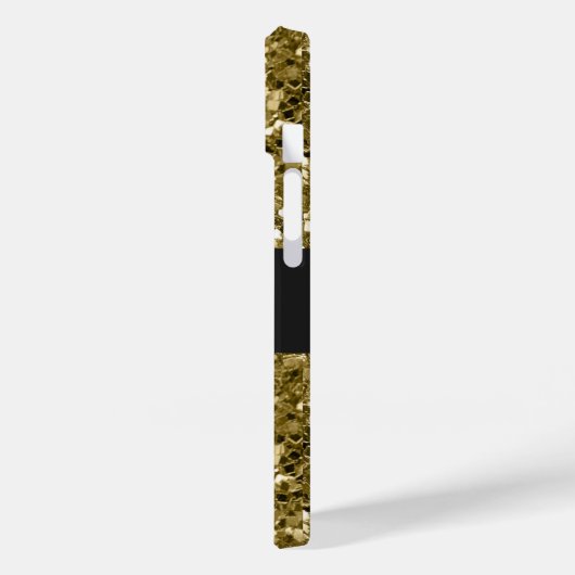 Glamour Monogrammed Sparkle Metallic Gold Case-Mate iPhone Case (Achterkant / Links)