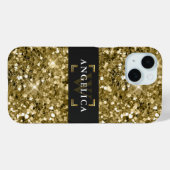Glamour Monogrammed Sparkle Metallic Gold Case-Mate iPhone Case (Achterkant (horizontaal))