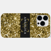 Glamour Monogrammed Sparkle Metallic Gold Case-Mate iPhone Case (Achterkant (horizontaal))