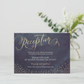 Glamour nacht gouden glinsterende kalligrafie ontv informatiekaartje (Staand voorkant)