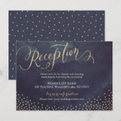 Glamour nacht gouden glinsterende kalligrafie ontv informatiekaartje (Voorkant / Achterkant)