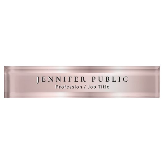 Glamour Name Surname Template Rose Gold Luxury Naambordje (Voorkant)