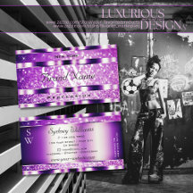 Glamour Paarse mousserende glittersterren Monogram