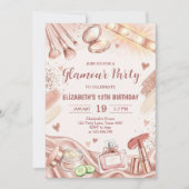 Glamour Party Glitz Glam Spa Girl Makeup Birthday Kaart (Voorkant)