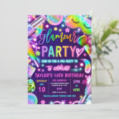 Glamour Party Glow Neon Spa make-up verjaardagsfee Kaart (Staand voorkant)