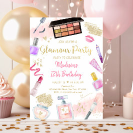 Glamour Party Pink Gold Spa Birthday Kaart