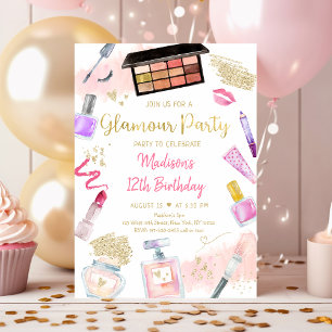 Glamour Party Pink Gold Spa Birthday Kaart