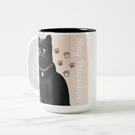 Glamour Paws Design mok Zwarte kat (Voorkant links)