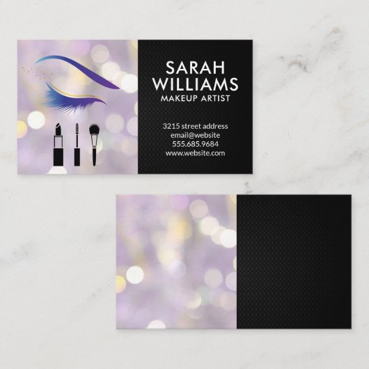 Glamour Pink Glitter Eye Lash | Bokeh Visitekaartje (Voorkant / Achterkant)