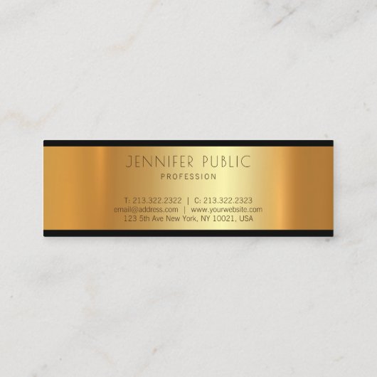 Glamour Plain Gold Modern Attractive Trending Mini Visitekaartje (Achterkant)