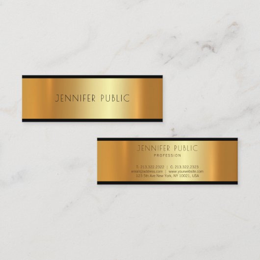 Glamour Plain Gold Modern Attractive Trending Mini Visitekaartje (Voorkant / Achterkant)