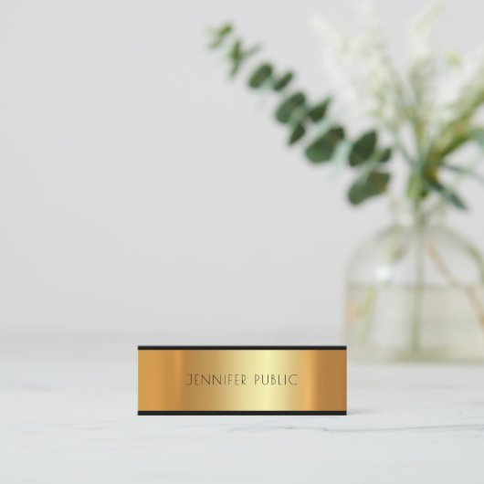 Glamour Plain Gold Modern Attractive Trending Mini Visitekaartje (Staand voorkant)