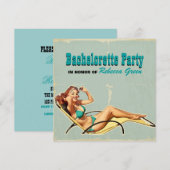 glamour poel swimsuit retro bachelorette party kaart (Voorkant / Achterkant)