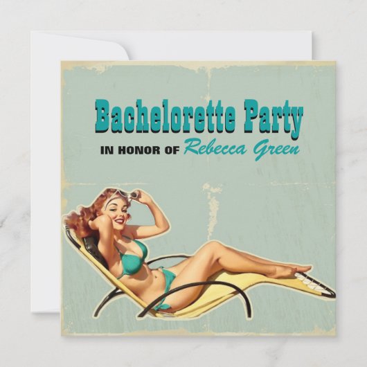 glamour poel swimsuit retro bachelorette party kaart (Voorkant)