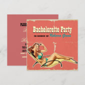 glamour poel swimsuit retro bachelorette party kaart (Voorkant / Achterkant)