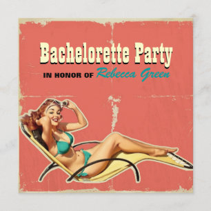 glamour poel swimsuit retro bachelorette party kaart