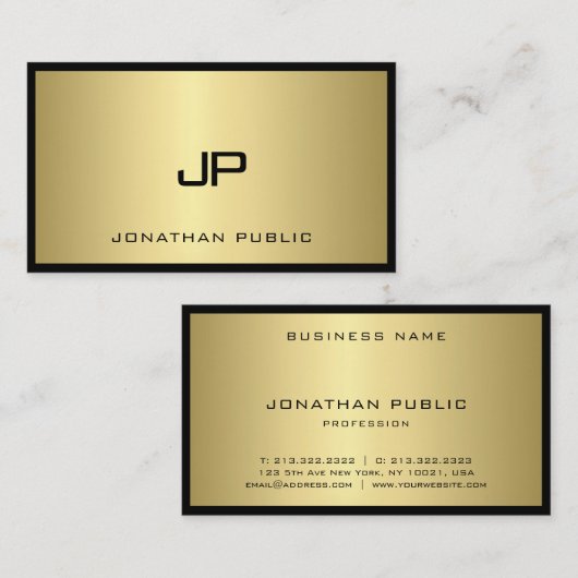 Glamour Professional voor zwart-wit en goudmonogra Visitekaartje (Voorkant / Achterkant)