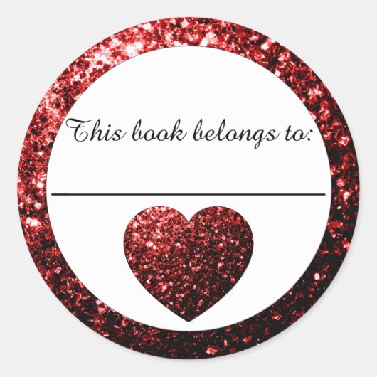 Glamour Red glinstert Hart Boekplaat Sticker (Voorkant)