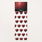Glamour Red Glitter sparkle Heart Patroon Monogram Yogamat (Voorkant)