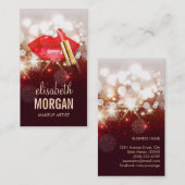 Glamour Red Lips Gold Glitter Sparkle Makeup Artis Visitekaartje (Voorkant / Achterkant)