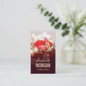 Glamour Red Lips Gold Glitter Sparkle Makeup Artis Visitekaartje (Staand voorkant)