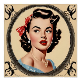  Glamour Retro Chic Girl Glossy Poster