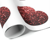 Glamour Rode Glitter fonkelend Hart patroon Wit Cadeaupapier (Rol Hoek)