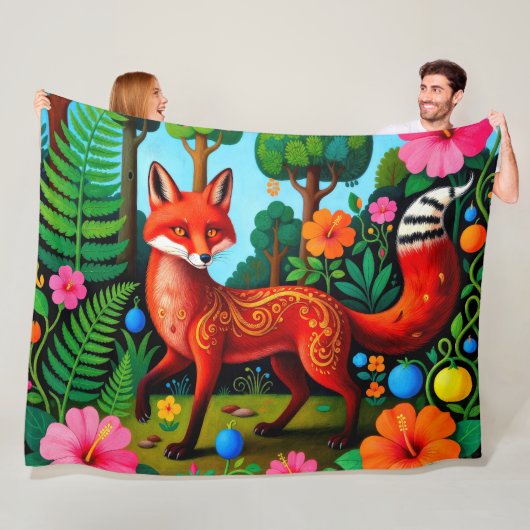 Glamour Rode Vos Dier Fleece Deken (In situ)