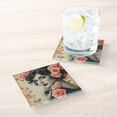  Glamour Roos Art Deco Onderzetter (Schuin)