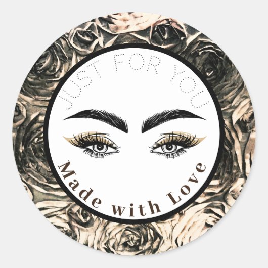 Glamour Roos Glam Lashes Makeup Eyes Ronde Sticker (Voorkant)