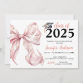 Glamour Roos Gold Bow Graduation Party Invitation Kaart (Voorkant)