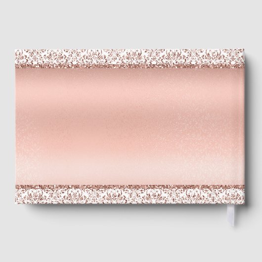 Glamour Roos Gold Damask Metallic Wedding Gastenboek (Achterkant)
