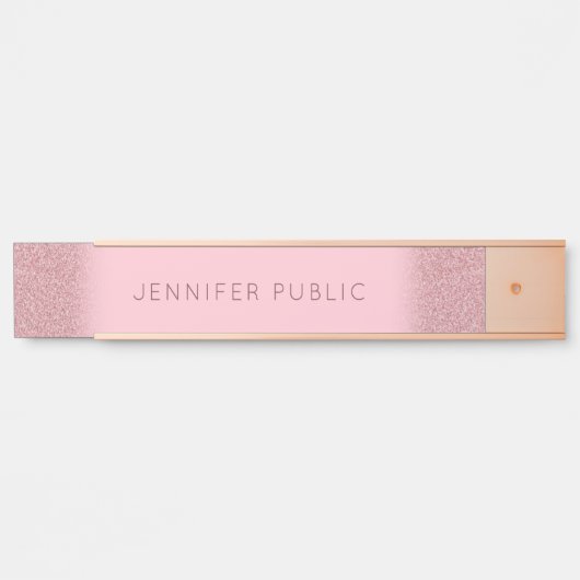 Glamour Roos Gold Glitter Sjabloon Elegant Moderne Deurbordje (Voorkant)