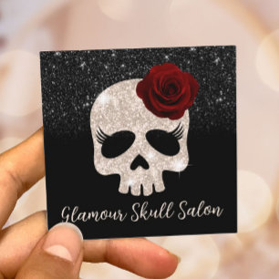Glamour Roos Gold Glitter Skull Beauty Salon & SPA Vierkante Visitekaartje