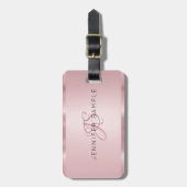 Glamour Roos Gold Monogrammed Modern Elegant Bagagelabel (Voorkant verticaal)