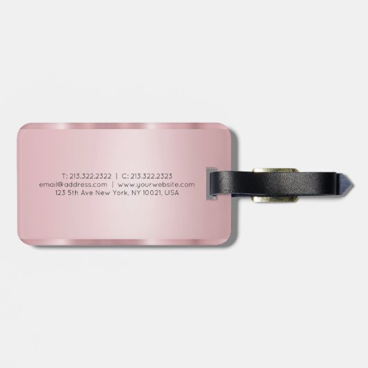 Glamour Roos Gold Monogrammed Modern Elegant Bagagelabel (Achterkant horizontaal)