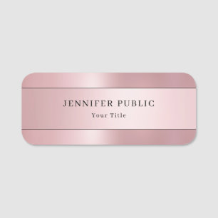 Glamour Roos Goud Modern Elegant Sjabloon Rond Naamplaatje
