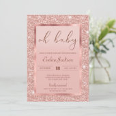 Glamour roos gouden glitter sprankelt baby shower kaart (Staand voorkant)