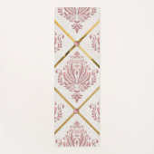  Glamour Roos Mauve Damask op wit linnen Yogamat (Voorkant)