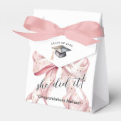 Glamour Rosegold Bow Afstuderen Bedankdoosjes (Voorkant Zijde)