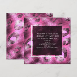 Glamour Roze Luipaardprint Uitnodiging Voor Feestj
