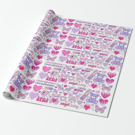 Glamour roze stickers in trendy emo gothic 2000s-s cadeaupapier