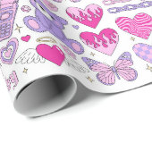 Glamour roze stickers in trendy emo gothic 2000s-s cadeaupapier (Rol Hoek)