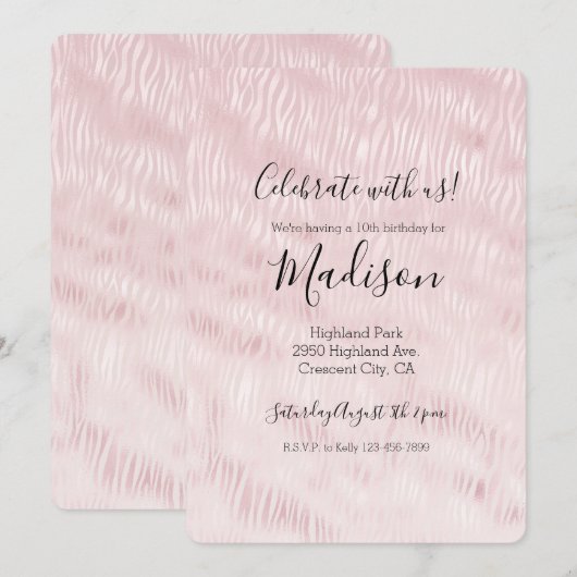 Glamour Roze Zebraprint voor Meisjes Kaart (Voorkant / Achterkant)