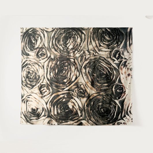 Glamour Rozen Gold Bronze Floral Glam Wandkleed (Voorkant (horizontaal))