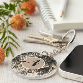 Glamour Rozen Gold Bronze Rustic Floral Glam Sleutelhanger (Voorkant Rechts)