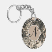 Glamour Rozen Gold Bronze Rustic Floral Glam Sleutelhanger (Voorkant Links)