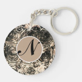 Glamour Rozen Gold Bronze Rustic Floral Glam Sleutelhanger (Achterkant)